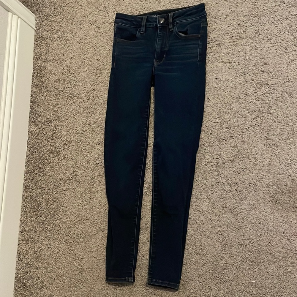 American Eagle blue jeans - super super stretch/ hi-rise jegging - size 00 short